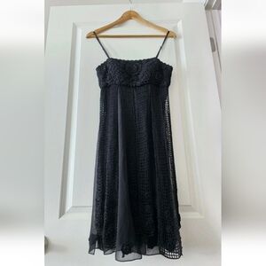 Y2K Cache Crochet Chiffon Midi Dress Spaghetti Straps Padded Wmns 4 Gothic Boho